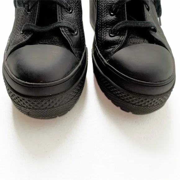 Converse | Chuck 70 De Luxe Heel Black Leather Platform Chunky Sz 7 A06145C - Picture 11 of 16